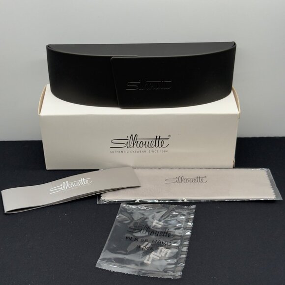Silhouette Authentic Eyewear Glasses Case Flip Gray Cleaning Cloth Large New - Picture 1 of 3